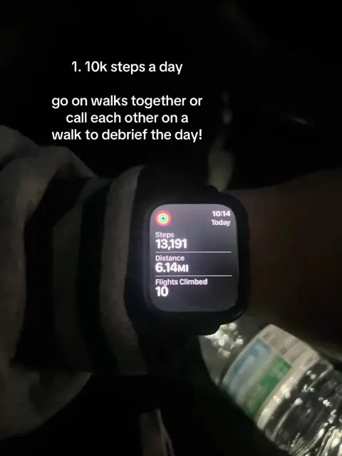 A smartwatch showing 13,191 steps with the tip 10k steps a day